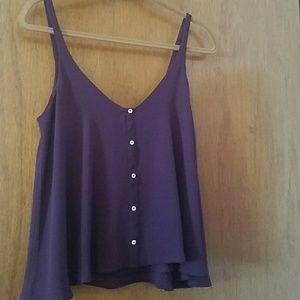 Sleeveless purple blouse with button front NWOT